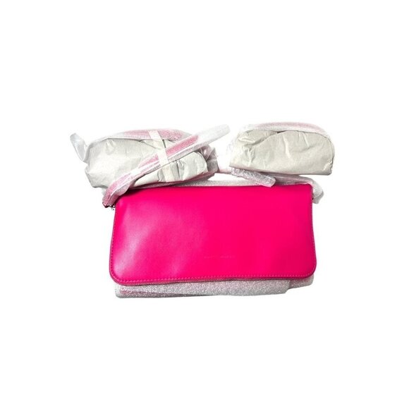 Rebecca Minkoff Womens Hot Pink Leather Fold Over Chain Strap Crossbody Bag New - Picture 6 of 16